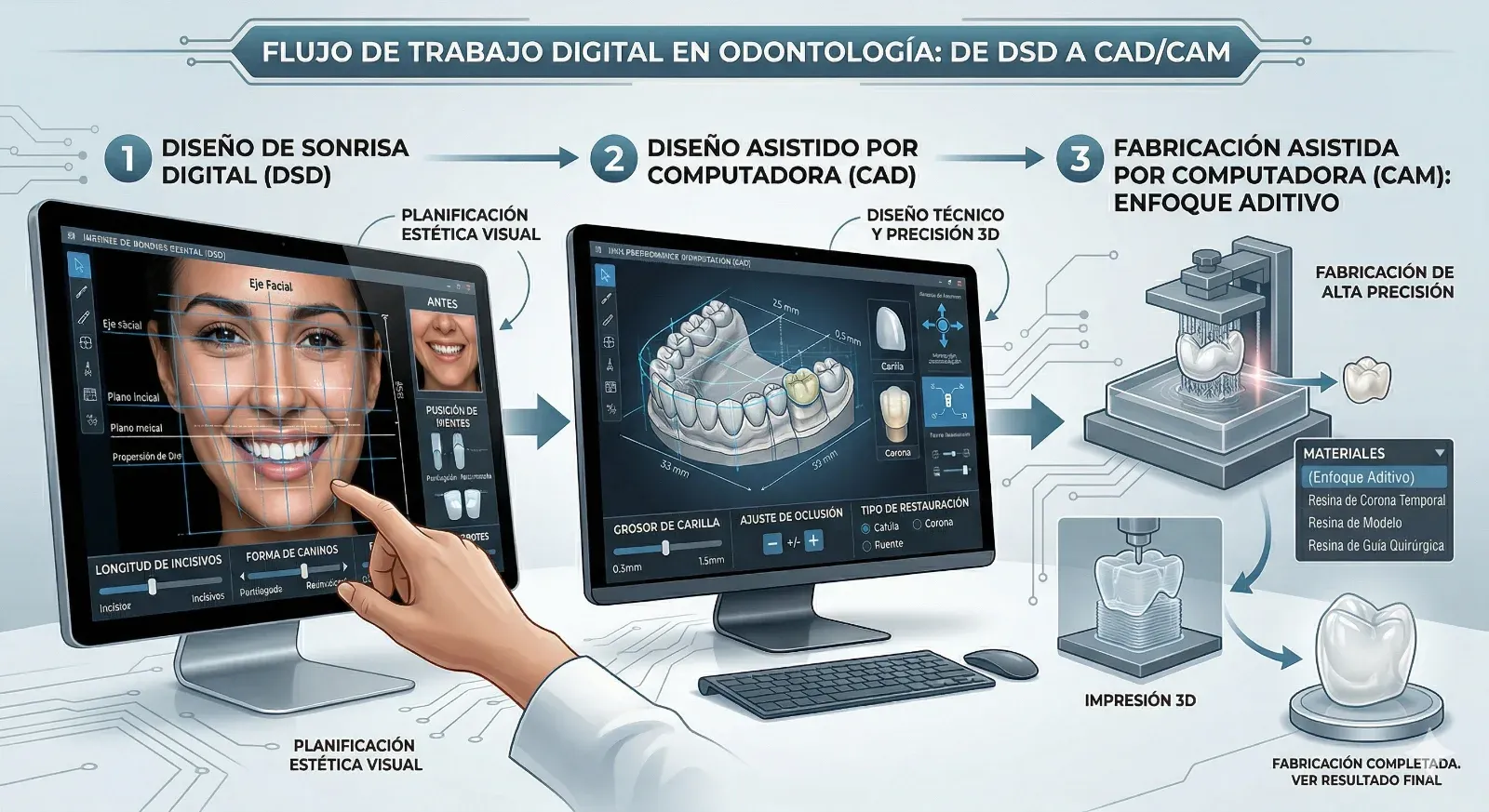 Flujo de odontología digital con planeación 3D y tecnología CAD/CAM